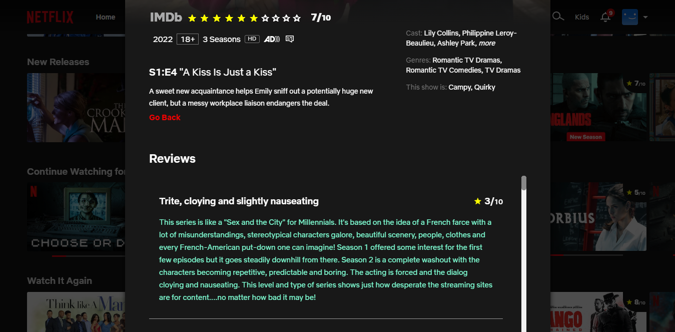 Image showing IMDb movie reviews for every movie on Netflix!